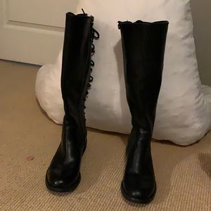 Sofft black leather lace-up boots